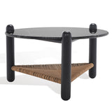 Safavieh Macianna Woven Shelf Coffee Table Black Wood / Woven Cord / Marble SFV4146A-2BX