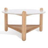 Safavieh Macianna Woven Shelf Coffee Table White / Natural Wood / Woven Cord / Marble SFV4146B-2BX