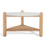 Safavieh Macianna Woven Shelf Coffee Table White / Natural Wood / Woven Cord / Marble SFV4146B-2BX