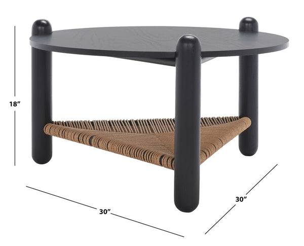 Safavieh Macianna Woven Shelf Coffee Table Black Wood / Woven Cord / Mdf Veneer SFV4146C