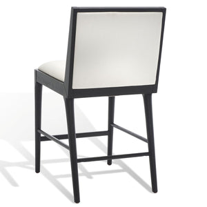 Safavieh Laycee Linen And Wood Counter Stool - Set of 2 Black / White Wood / Fabric / Foam SFV4147A-SET2