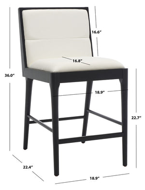 Safavieh Laycee Linen And Wood Counter Stool - Set of 2 Black / White Wood / Fabric / Foam SFV4147A-SET2