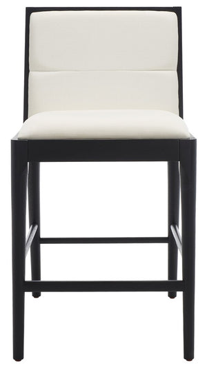 Safavieh Laycee Linen And Wood Counter Stool - Set of 2 Black / White Wood / Fabric / Foam SFV4147A-SET2