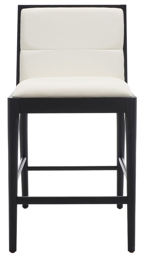 Safavieh Laycee Linen And Wood Counter Stool - Set of 2 Black / White Wood / Fabric / Foam SFV4147A-SET2