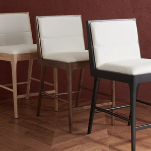 Safavieh Laycee Linen And Wood Counter Stool - Set of 2 Black / White Wood / Fabric / Foam SFV4147A-SET2