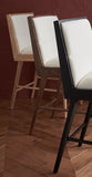 Safavieh Laycee Linen And Wood Counter Stool - Set of 2 Black / White Wood / Fabric / Foam SFV4147A-SET2