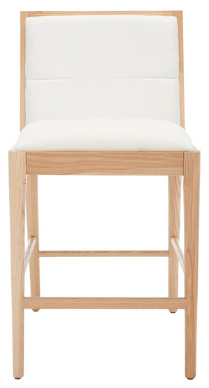 Safavieh Laycee Linen And Wood Counter Stool Natural / White