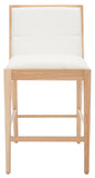 Safavieh Laycee Linen And Wood Counter Stool Natural / White