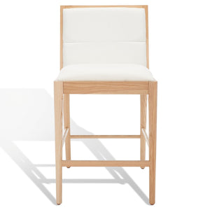 Safavieh Laycee Linen And Wood Counter Stool Natural / White