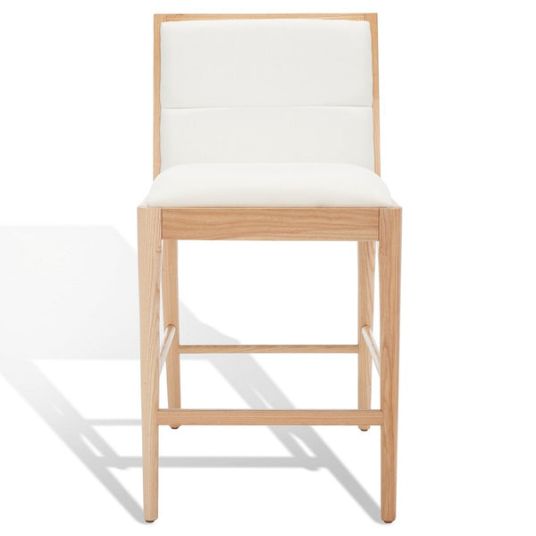 Safavieh Laycee Linen And Wood Counter Stool Natural / White