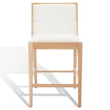 Safavieh Laycee Linen And Wood Counter Stool Natural / White