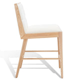 Safavieh Laycee Linen And Wood Counter Stool Natural / White