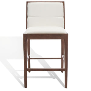 Safavieh Laycee Linen And Wood Counter Stool Walnut / White