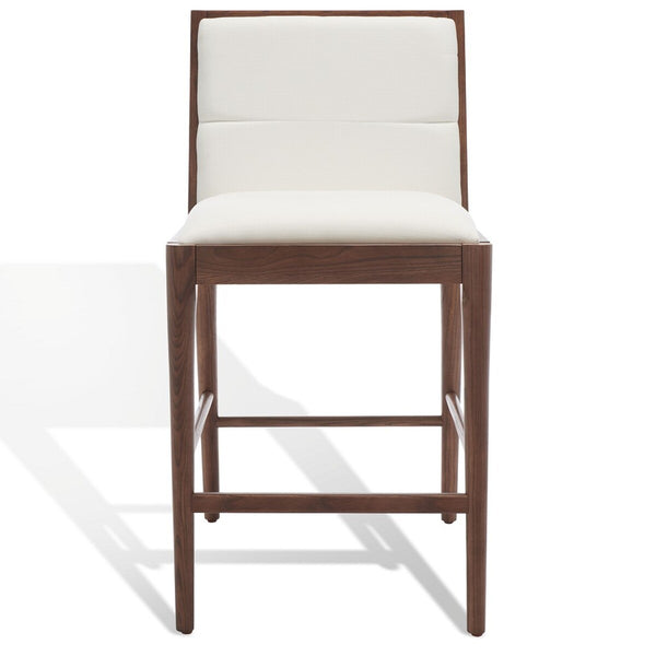 Safavieh Laycee Linen And Wood Counter Stool Walnut / White