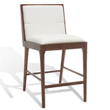 Safavieh Laycee Linen And Wood Counter Stool Walnut / White