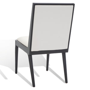 Safavieh Laycee Linen And Wood Dining Chair Black / White