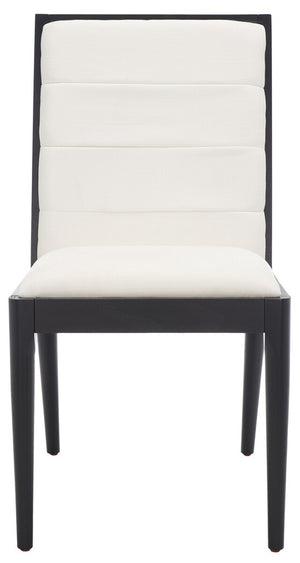 Safavieh Laycee Linen And Wood Dining Chair Black / White