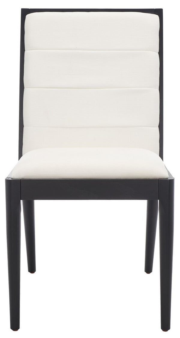 Safavieh Laycee Linen And Wood Dining Chair Black / White