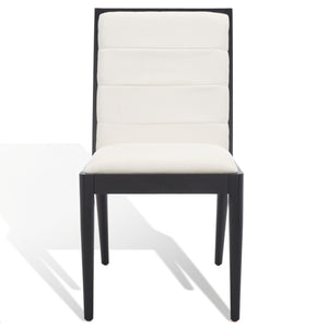Safavieh Laycee Linen And Wood Dining Chair Black / White