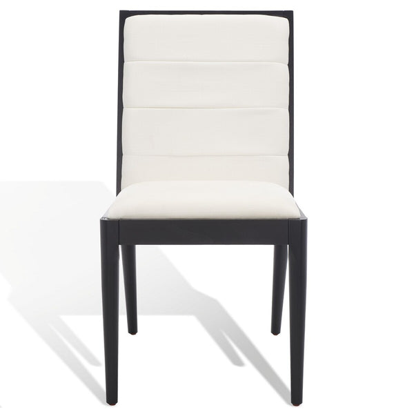 Safavieh Laycee Linen And Wood Dining Chair Black / White