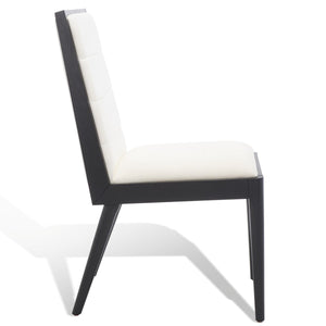 Safavieh Laycee Linen And Wood Dining Chair Black / White