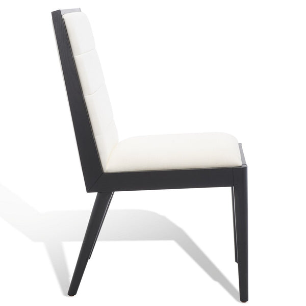 Safavieh Laycee Linen And Wood Dining Chair Black / White