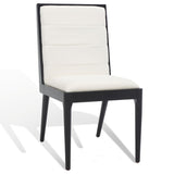 Safavieh Laycee Linen And Wood Dining Chair Black / White