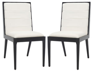 Safavieh Laycee Linen And Wood Dining Chair Black / White