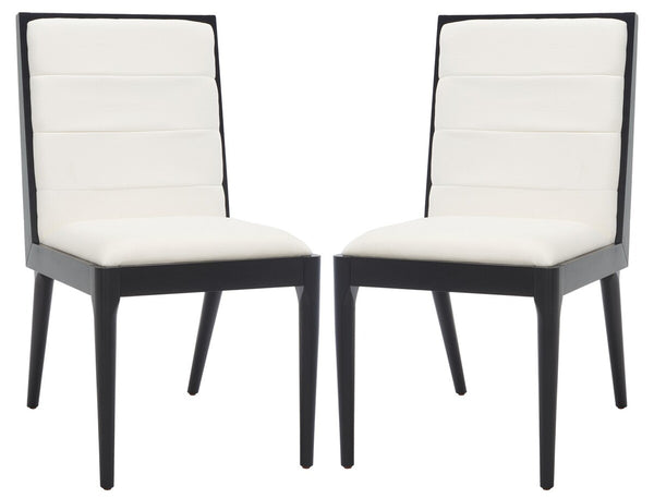 Safavieh Laycee Linen And Wood Dining Chair Black / White
