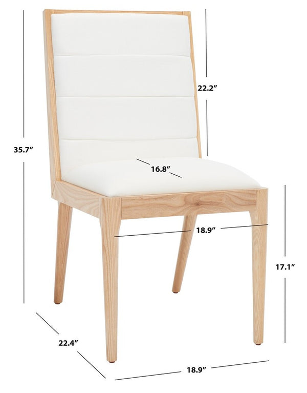Safavieh Laycee Linen And Wood Dining Chair Natural / White