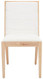 Safavieh Laycee Linen And Wood Dining Chair Natural / White