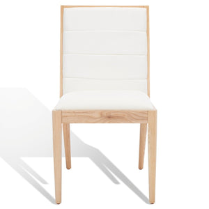 Safavieh Laycee Linen And Wood Dining Chair Natural / White