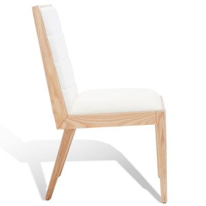 Safavieh Laycee Linen And Wood Dining Chair Natural / White
