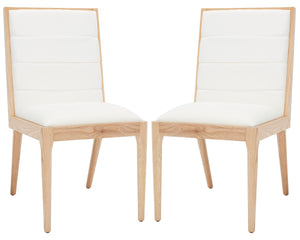 Safavieh Laycee Linen And Wood Dining Chair Natural / White