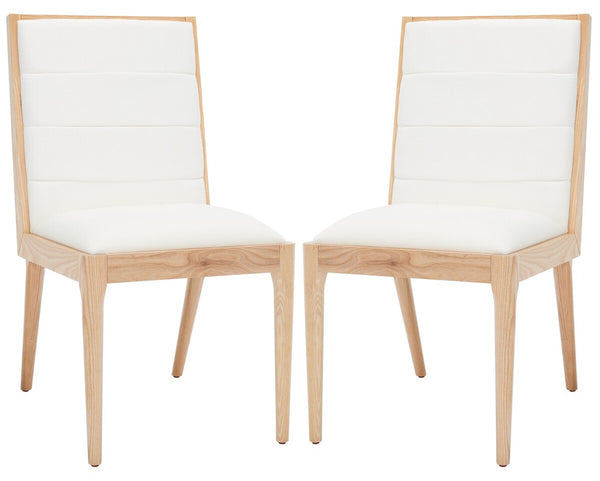 Safavieh Laycee Linen And Wood Dining Chair Natural / White