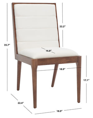 Safavieh Laycee Linen And Wood Dining Chair Walnut / White