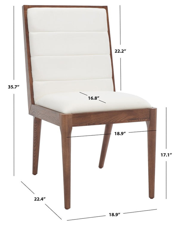 Safavieh Laycee Linen And Wood Dining Chair Walnut / White