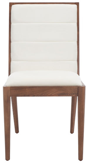 Safavieh Laycee Linen And Wood Dining Chair Walnut / White