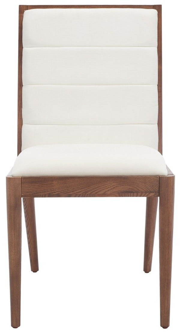 Safavieh Laycee Linen And Wood Dining Chair Walnut / White
