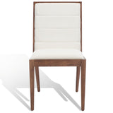 Safavieh Laycee Linen And Wood Dining Chair Walnut / White