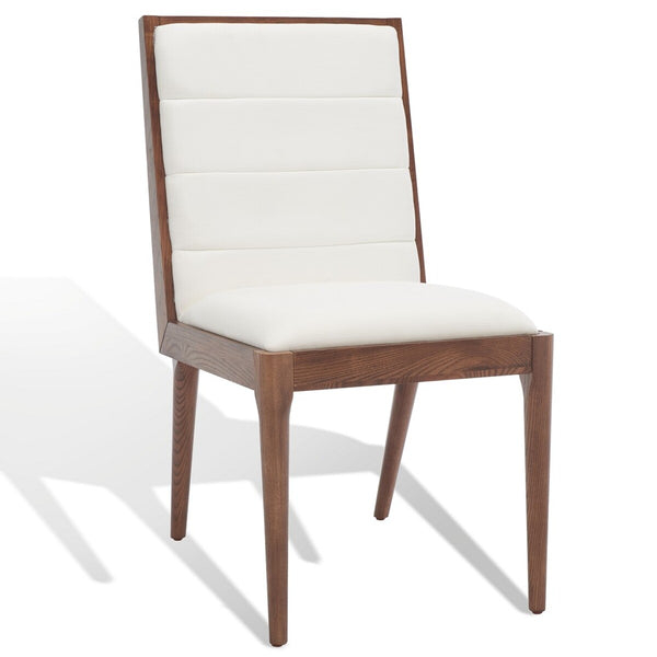 Safavieh Laycee Linen And Wood Dining Chair Walnut / White