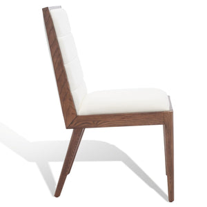 Safavieh Laycee Linen And Wood Dining Chair Walnut / White