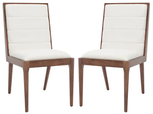 Safavieh Laycee Linen And Wood Dining Chair Walnut / White