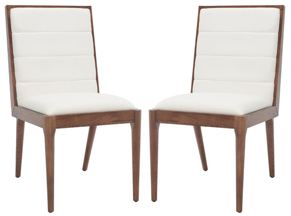 Safavieh Laycee Linen And Wood Dining Chair Walnut / White