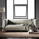 Safavieh Luanna Sofa Diamond Trellis Light Grey Gold Fabric Metal Pine Wood Polyester Couture SFV4505A 889048472532