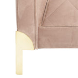 Safavieh Luanna Sofa Diamond Trellis Dusty Rose Gold Fabric Metal Pine Wood Polyester Couture SFV4505B 889048472549