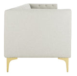 Safavieh Florentino Sofa Tufted Light Grey Gold Fabric Metal Pine Wood Polyester Couture SFV4506A 889048472556