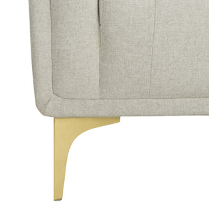 Safavieh Florentino Sofa Tufted Light Grey Gold Fabric Metal Pine Wood Polyester Couture SFV4506A 889048472556