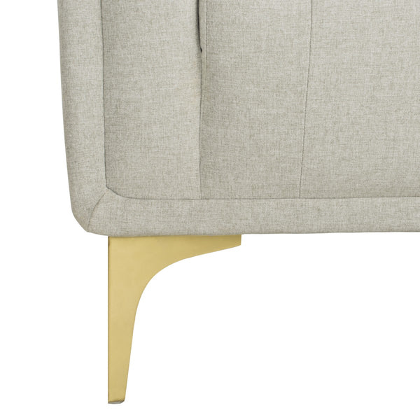 Safavieh Florentino Sofa Tufted Light Grey Gold Fabric Metal Pine Wood Polyester Couture SFV4506A 889048472556