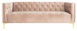 Safavieh Florentino Sofa Tufted Dusty Rose Gold Fabric Metal Pine Wood Polyester Couture SFV4506B 889048472563